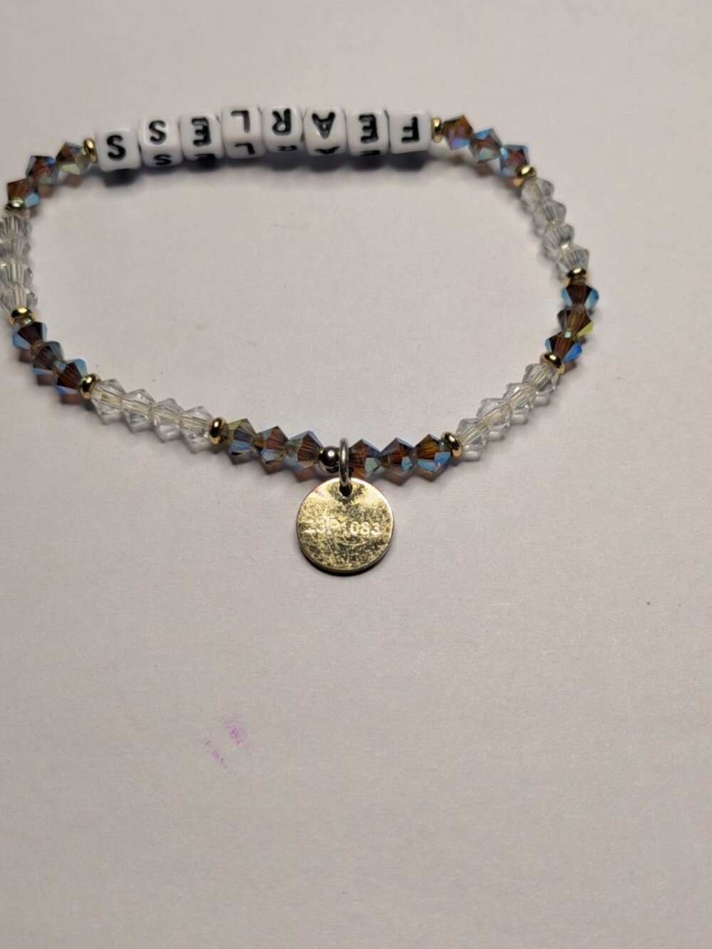 Little Words Project “Fearless” Crystal Beaded Stretch Bracelet - Picture 4 of 6
